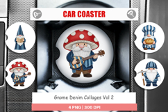 Gnome Denim Adventures Car Coaster Product Image 1