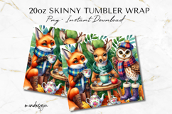 Cozy Winter Woodland Animals Tea 20 oz Tumbler Wrap PNG File Product Image 2