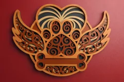 3D Layered Paw with Wings and Heart, Pet Memorial Laser Cut Product Image 2