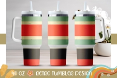 Retro Stripes Tumbler Design, Retro 40 Oz Tumbler PNG Product Image 1