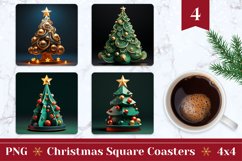 Christmas Tree 3D Coaster, Christmas Tree Sublimation Design Product Image 1