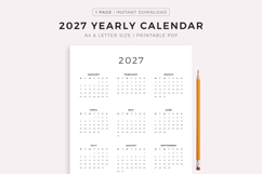 2027 Year Calendar Printable, A4/Letter Size Product Image 1