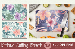 Pastel Tropical Flowers Cutting Boards sublimation Designs Product Image 1