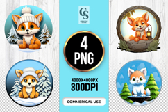 Cute Baby Fox Winter Clipart Sublimation PNG Product Image 1