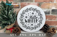 Hello Winter Svg|Christmas Svg|Christmas round sign svg Product Image 3