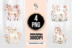 Cute Floral Unicorn Clipart Sublimation PNG Product Image 1
