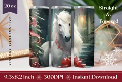 Christmas Tumbler Design, Christmas Horse Sublimation PNG Product Image 1