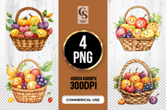 Fruit Basket Clipart Sublimation PNG Product Image 1