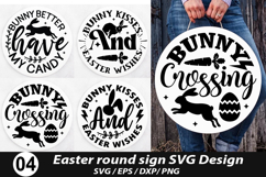 Easter Round Sign SVG Design - Bunny kisses and easter wishe Product Image 1