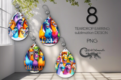 Funny animals | cartoon Teardrop earring sublimation design Product Image 1