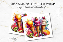 Ice Cream 20 oz Tumbler Wrap PNG, Summer Sublimation Design Product Image 2