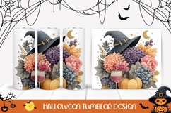 Floral Halloween Hat Tumbler, Floral Pumpkins Tumbler Product Image 1