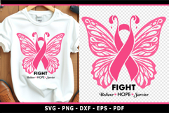 Breast cancer butterfly SVG, Fight believe hope survive SVG Product Image 1