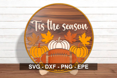 Tis The Season Sign SVG Round | Pumpkin Leaf Autumn Door Product Image 1