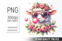 Cute Sheep , Animal Sublimation Clipart PNG Product Image 1