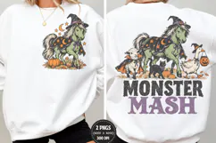 Monster Mash Front Back Halloween PNG, Witch Horse Chest Bac Product Image 1