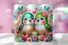 Valentine's Day Love Birds Tumbler Wrap Sublimation Design Product Image 1