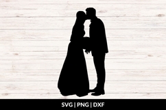 Bride And Groom Kissing Silhouette SVG Product Image 1