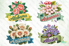 USA State Flowers Embroidery Clipart Product Image 1