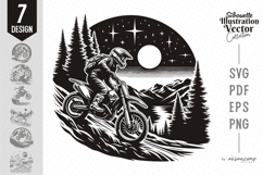 Night Adventure Trail Rider Silhouette Vector Product Image 1