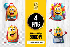 Cute Smiling School Backpack Character Clipart PNG Product Image 1