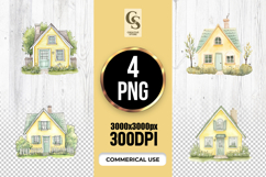 Yellow Cozy Cottage House Clipart Sublimation PNG Product Image 1