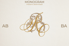 AB BA Wedding Monogram Logo | Elegant Initials Vector Product Image 1