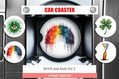 Glitch &amp; Gold St Patricks Car Coaster Product Image 1
