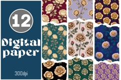 Vintage Rose Floral Digital Paper Product Image 1