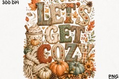 Let's Get Cozy Fall Pumpkin Autumn Sublimation SVG Product Image 2