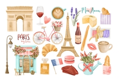 Watercolor Paris Love Clipart Set Product Image 3