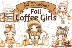 Pumpkin Spice Chibi Girls, Fall Accessories PNG, Cozy Autumn Product Image 1
