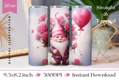 Valentines Tumbler Sublimation, Love Gnome Tumbler Design Product Image 1