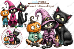 Whimsical Halloween Clipart, Whimsical Halloween Pumpkin PNG Product Image 2