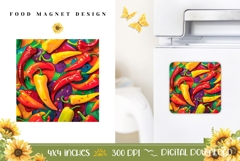 Spicy Pepper Magnet Print, Chili Pepper Magnet Sublimation Product Image 1