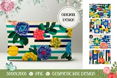 Pop Art Flowers Cosmetic Bag, Floral Cosmetic Bag PNG Product Image 1