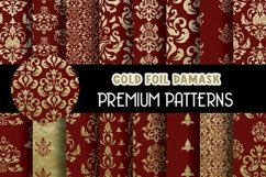 Royal Red Gold Foil Damask Patterns Product Image 1