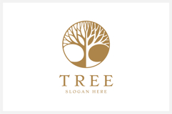Circle Gold Tree Logo Design Vector Illustration Product Image 1