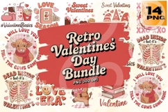 Retro Valentine’s Day PNG Bundle 14 Product Image 1
