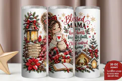 Blessed Mama Christmas 20oz Tumbler Wrap, Christian Mom Chri Product Image 2