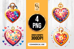 Heart Charm Lock Clipart Sublimation PNG Product Image 1