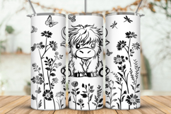 20oz Tumbler laser svg|Floral Baby Highland Cow wrap Product Image 1