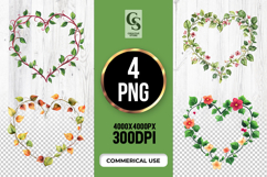 Floral Vine Heart Frame Clipart Sublimation PNG Product Image 1