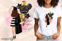 Graduation Sticker PNG Black Gold Balloon Grad Brunette Girl Product Image 3