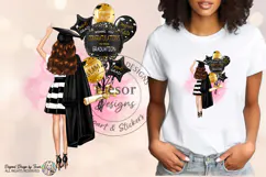 Graduation Sticker PNG Black Gold Balloon Grad Brunette Girl Product Image 3