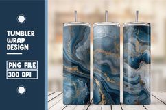 White Gold Blue Marble Tumbler Wrap Design Product Image 1