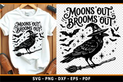 Moons out brooms out, Halloween SVG, Crow, Witch SVG, Wicked Product Image 1