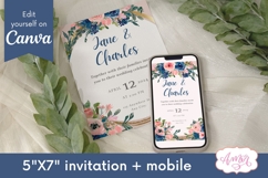 Navy and Blush Wedding Invitation Canva template Product Image 1