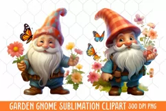 Garden Gnome Sublimation clipart, Watercolor Clipart Product Image 1