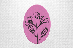 Minimalist Floral Line Art Pink Oval Embroidery Design Product Image 1